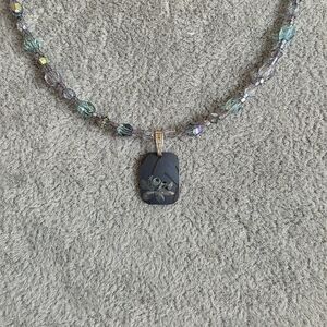 HOLLY YASHI Blooming Lotus Beaded Necklace Blue/Silver